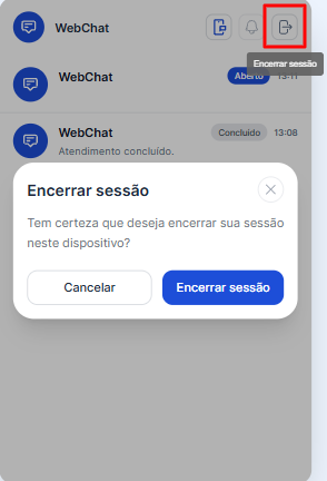 Modal de confirmação para encerrar a sessão do visitante neste dispositivo